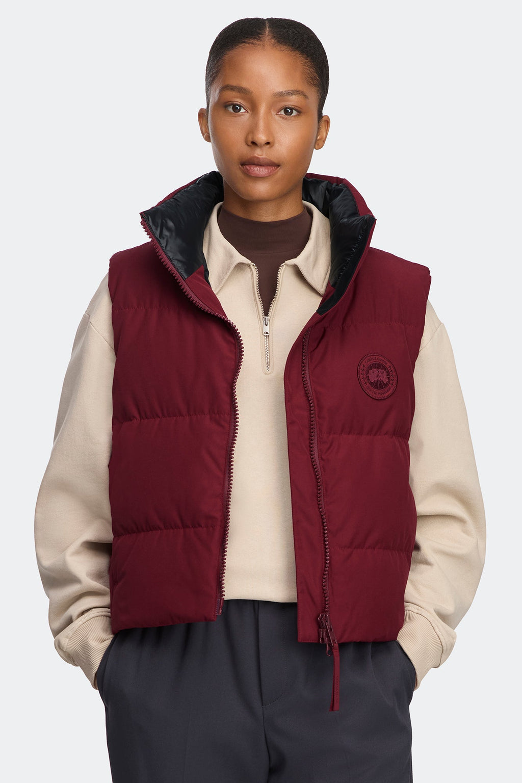 Grandview Cropped Vest Tonal Disc