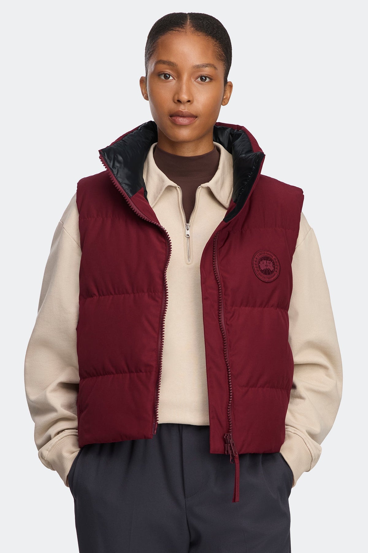 Grandview Cropped Vest Tonal Disc