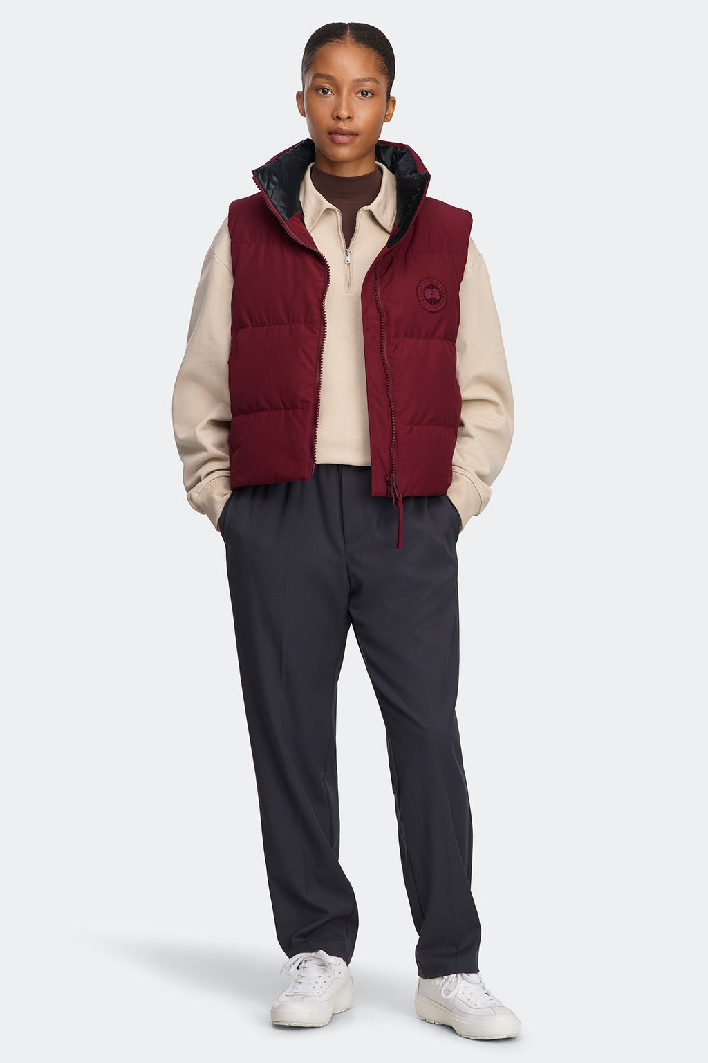 Grandview Cropped Vest Tonal Disc