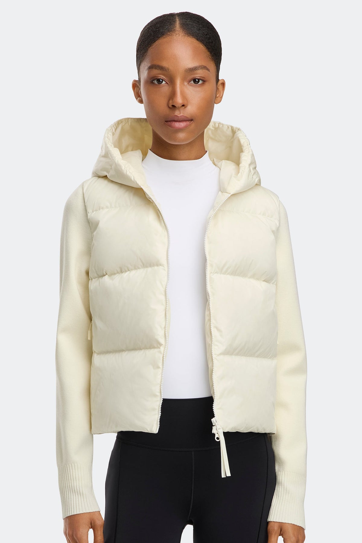 HyBridge® Wide Quilt Knit Hoodie Tonal Disc
