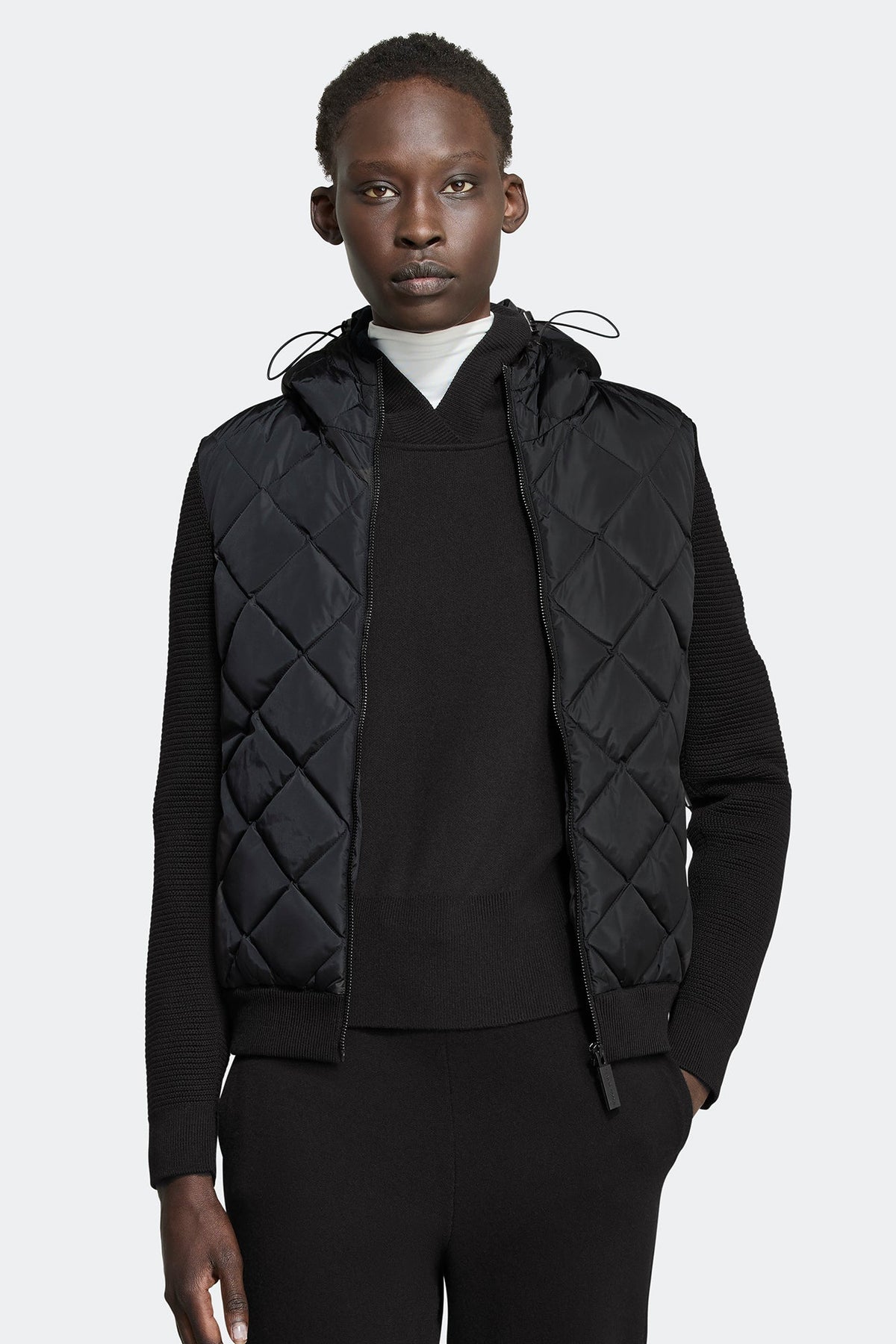 HyBridge® Quilted Knit Hoodie Black Disc