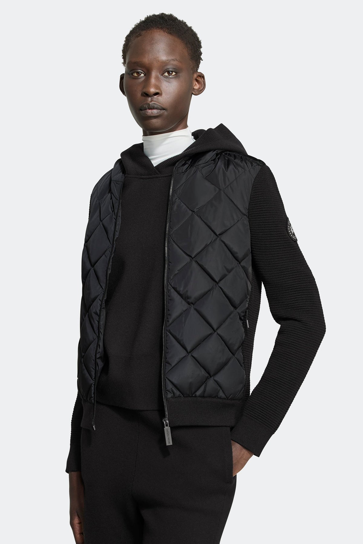HyBridge® Quilted Knit Hoodie Black Disc