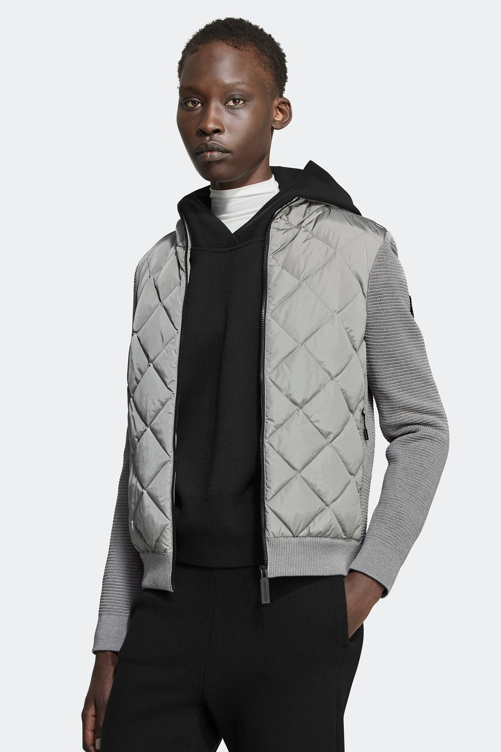 HyBridge® Quilted Knit Hoodie Black Disc