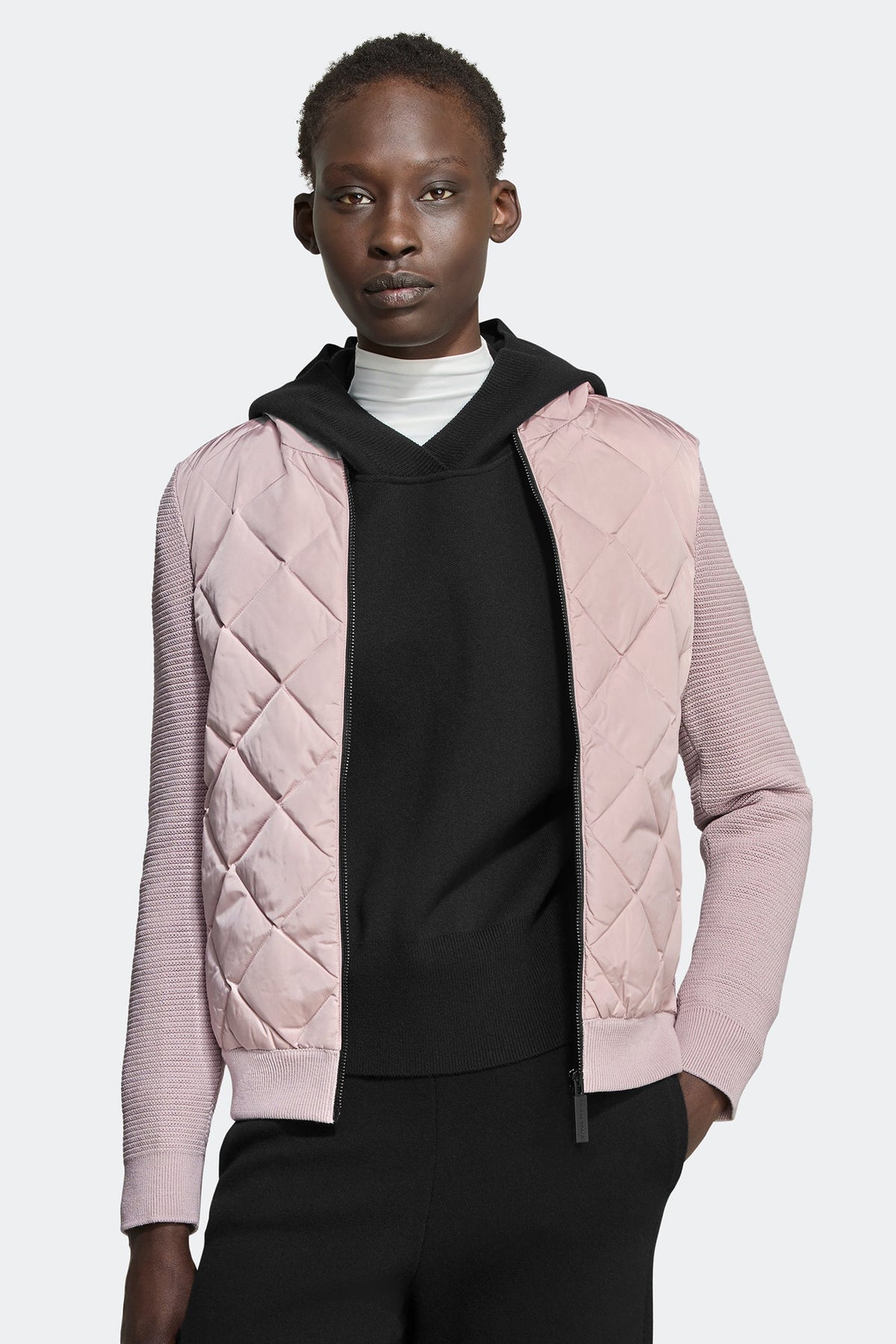 HyBridge® Quilted Knit Hoodie Black Disc
