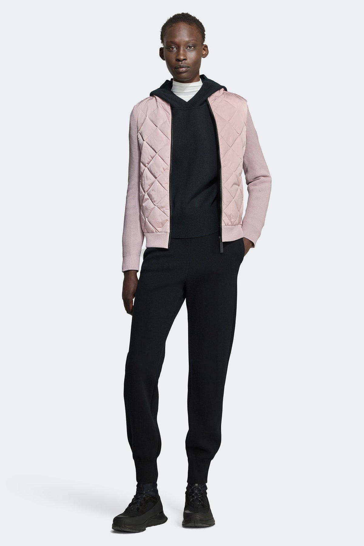 HyBridge® Quilted Knit Hoodie Black Disc