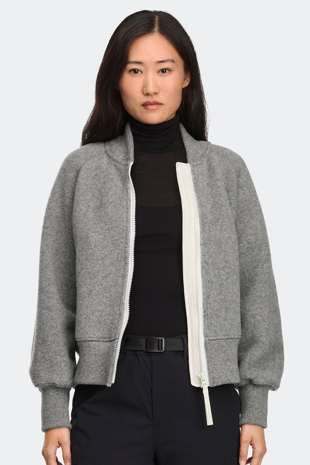 Sierra Fleece Bomber White Disc
