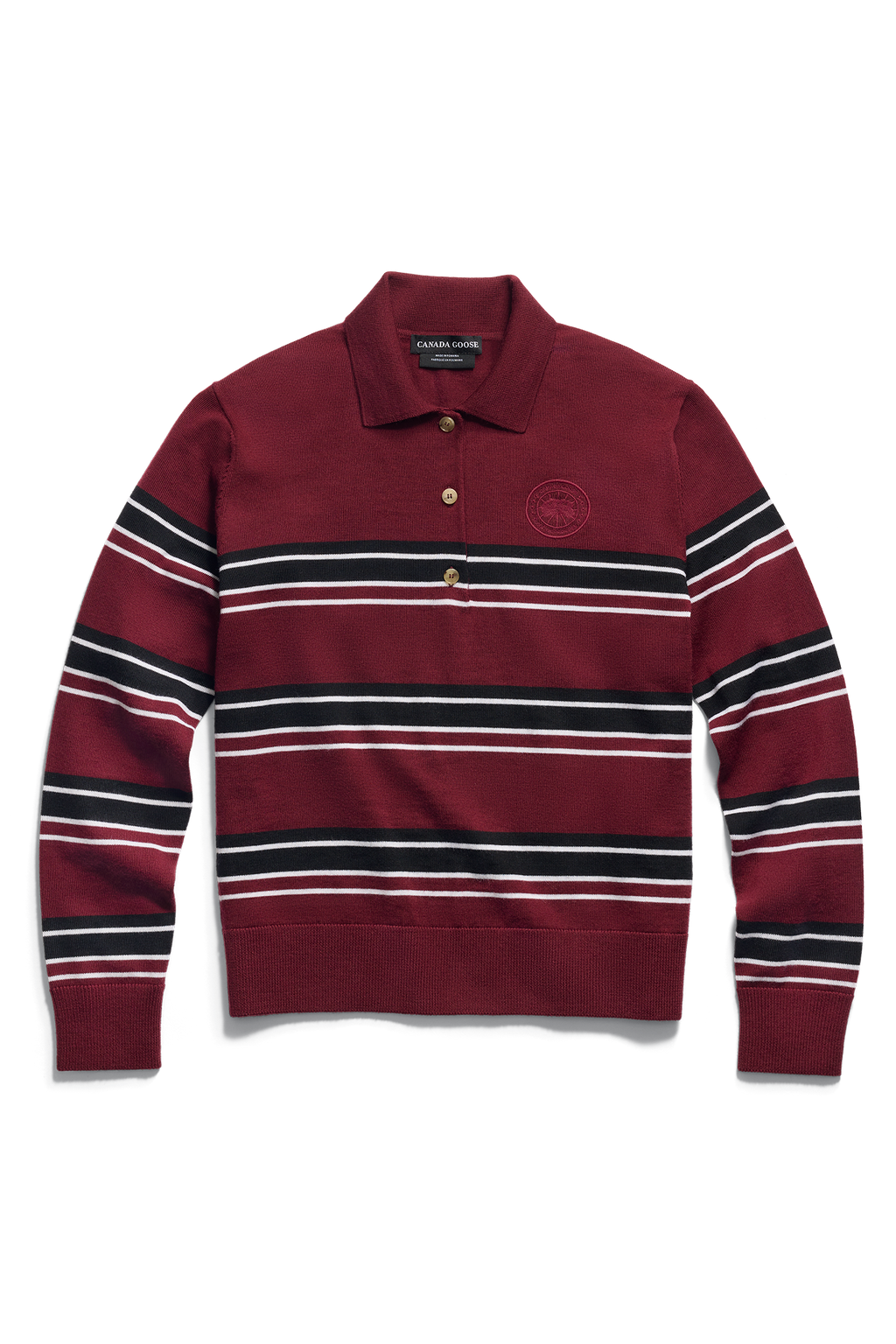 Melrose Striped Knit Long Sleeve Polo