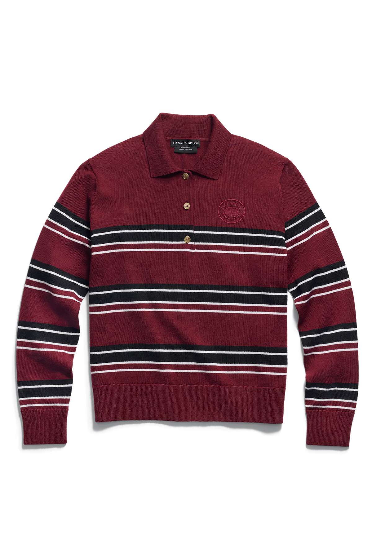 Melrose Striped Knit Long Sleeve Polo