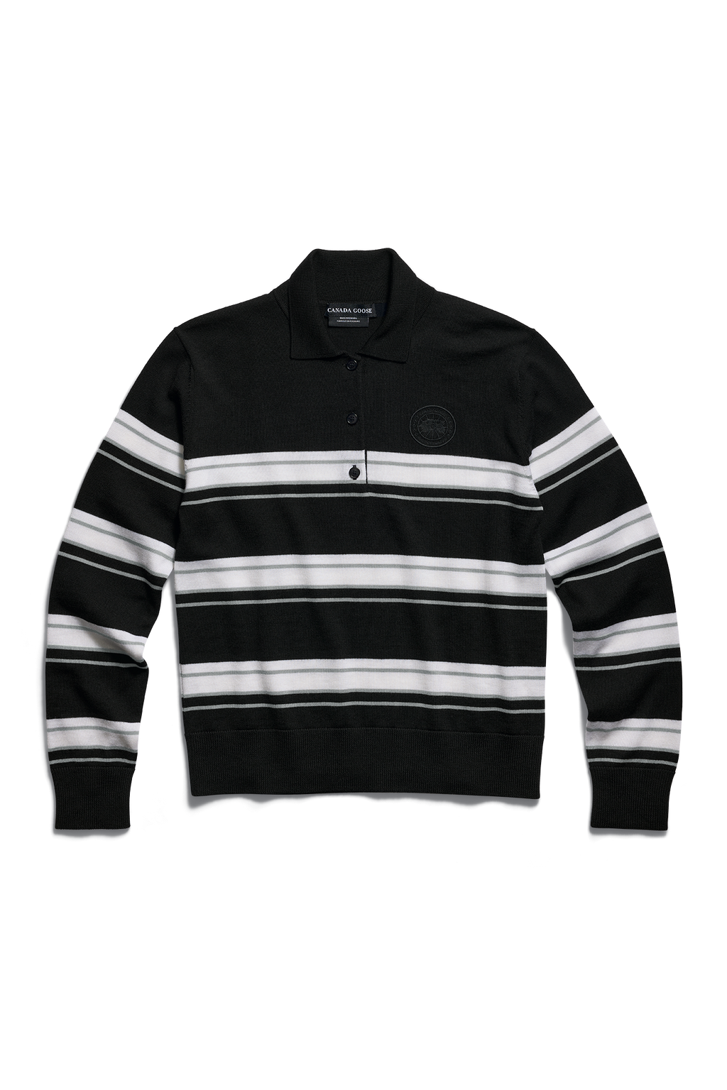 Melrose Striped Knit Long Sleeve Polo