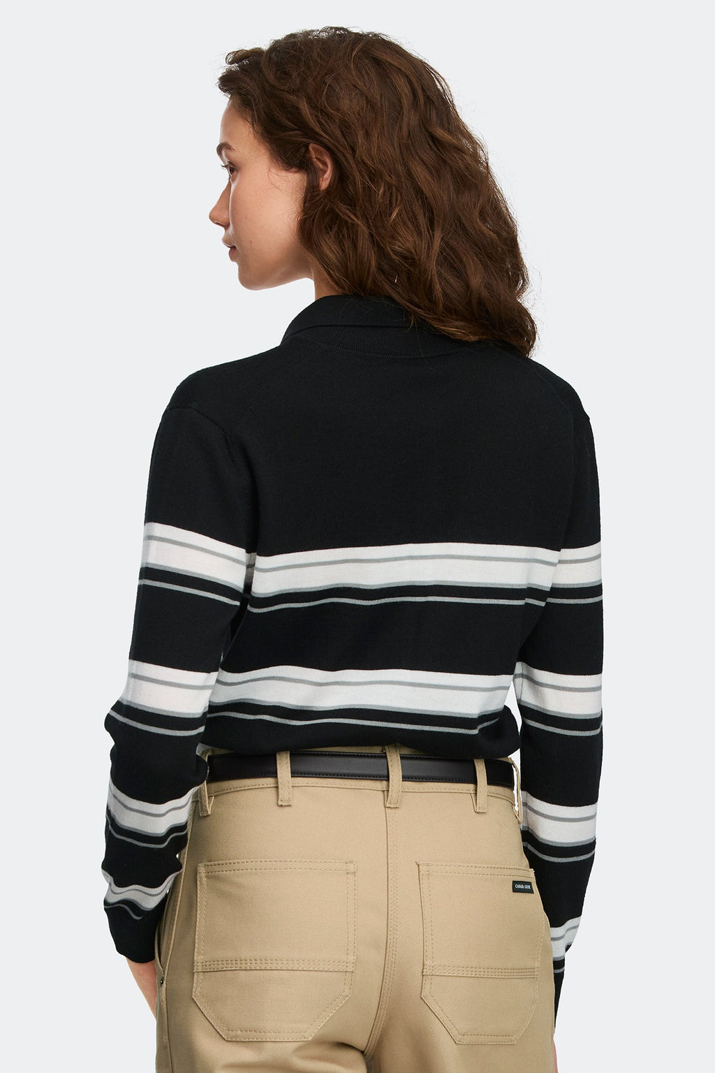 Melrose Striped Knit Long Sleeve Polo