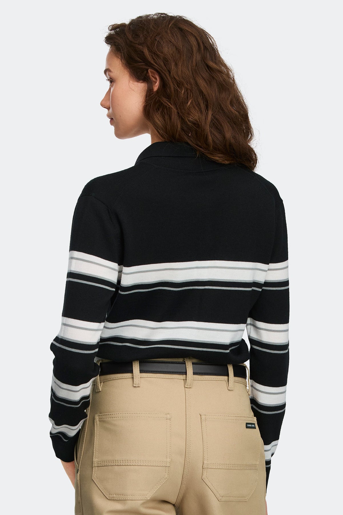 Melrose Striped Knit Long Sleeve Polo