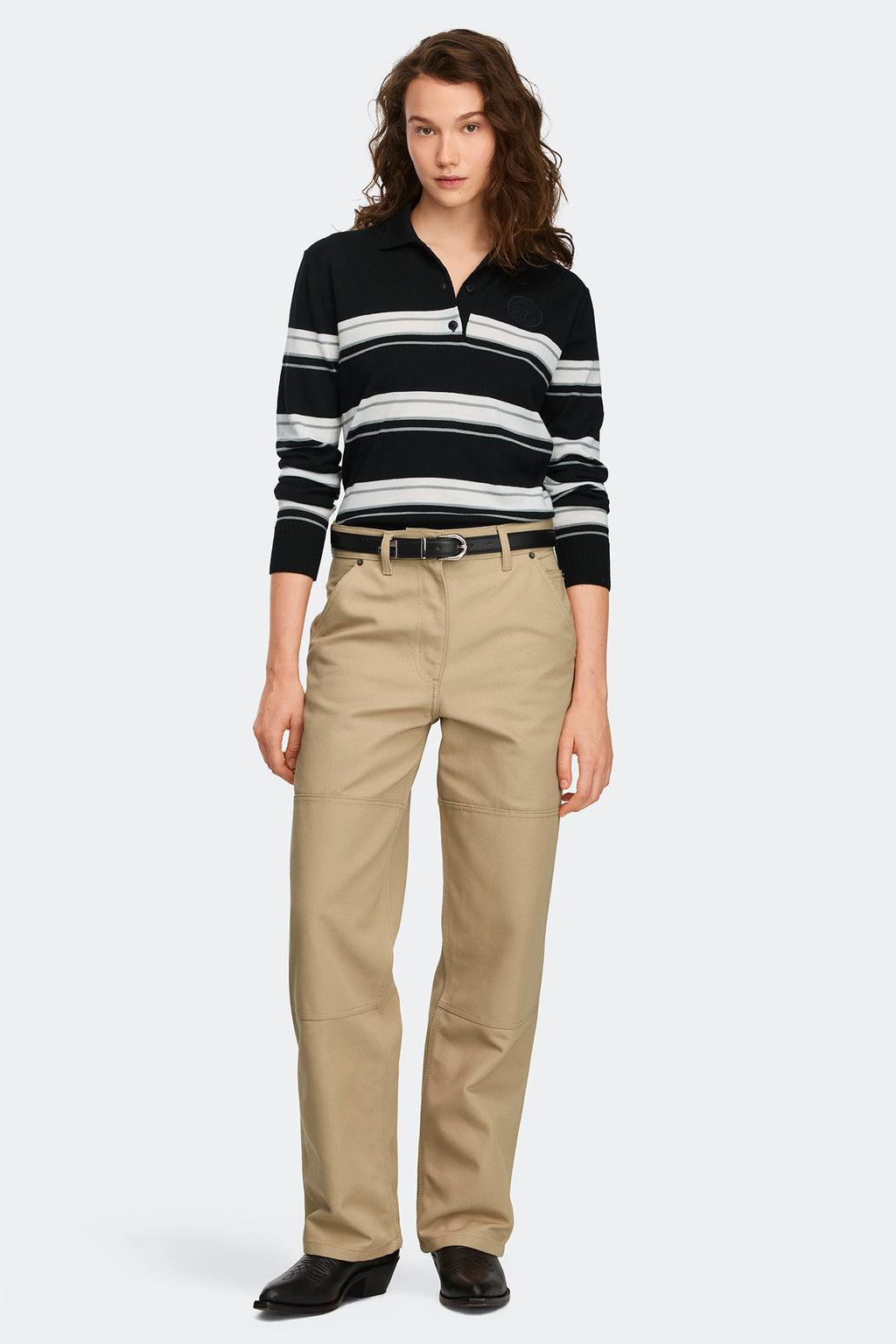 Melrose Striped Knit Long Sleeve Polo